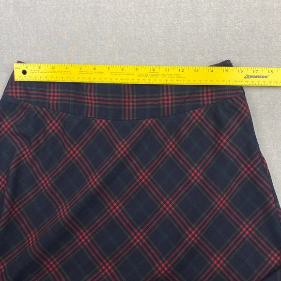 Zac & Rachel Skirt Women Size 8 Plaid Navy Red‎ A-Line Stretch Side Zip - Picture 7 of 12
